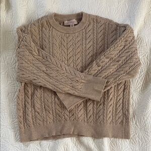 Philosophy Tan Beige Crewneck Cable Knit Sweater - Size Medium